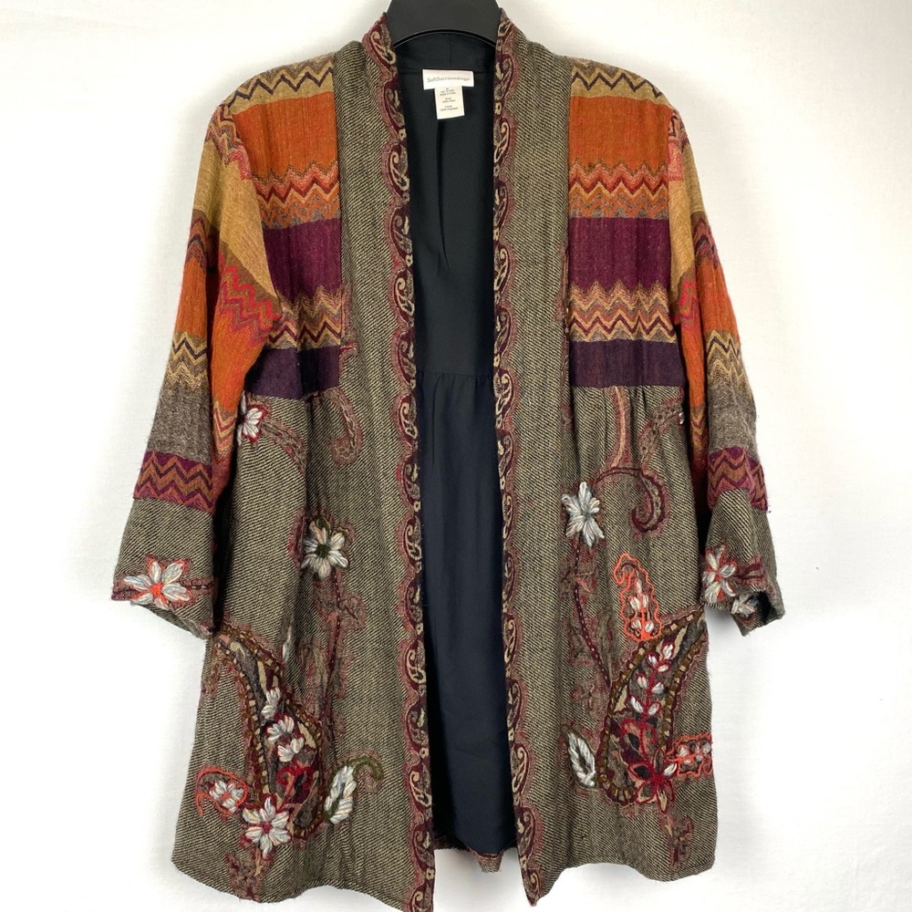 Soft Surroundings Izmir Crewel Patchwork Jacket - image 1